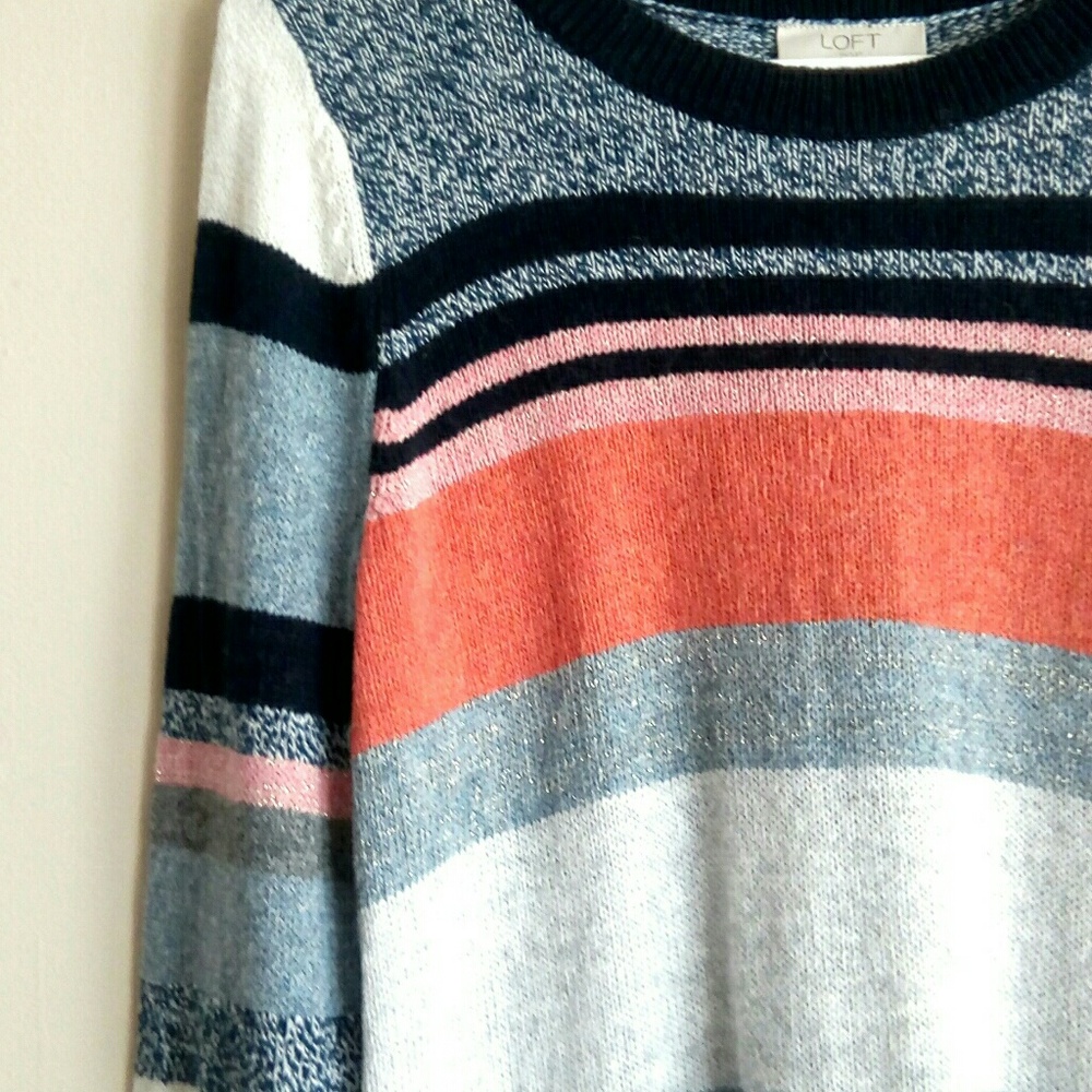 🔥 NWOT Loft Shimmer Stripe Sweater - Multi🔥